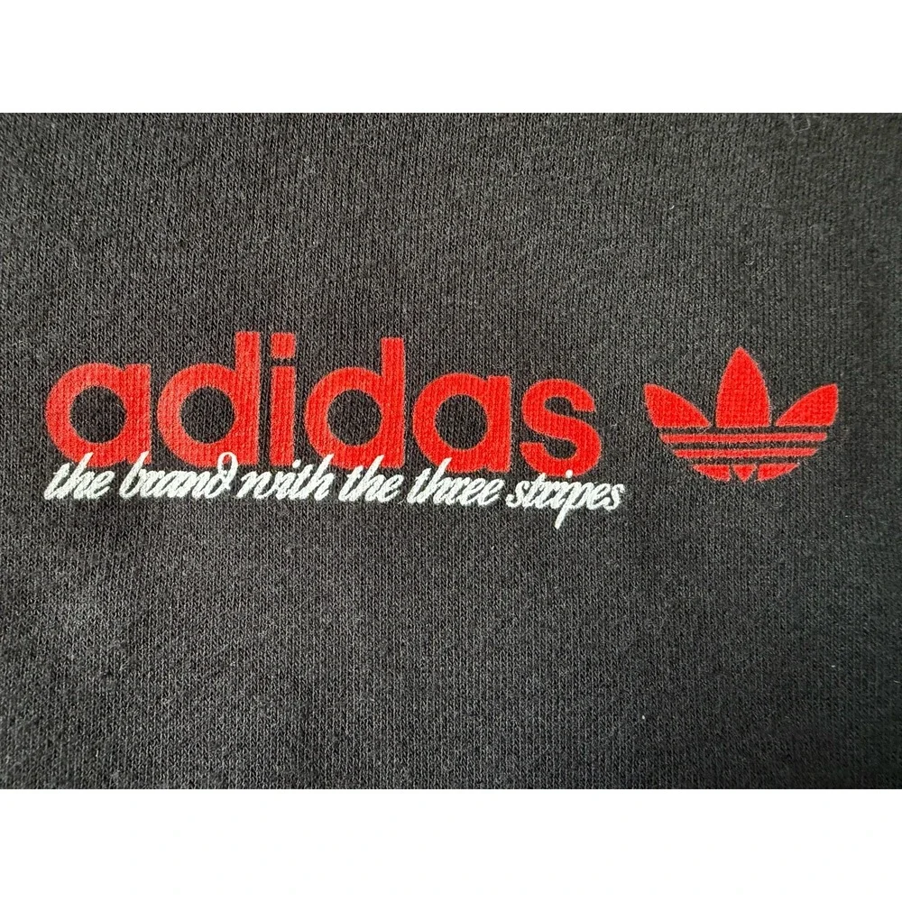New Adidas Long Sleeve Pullover Hoodie Sweatshirt Linear Tref Logo Black XL JBHS